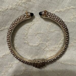 Lagos sterling silver hinged cuff with black
